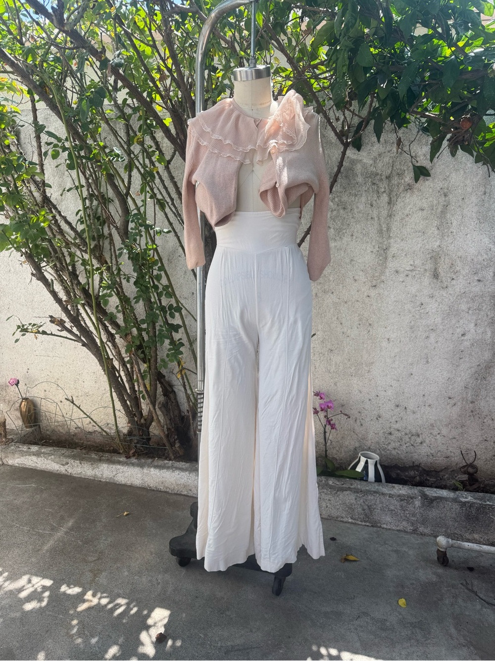 High-Waist Wide Leg Palazzo Pants in White